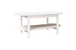 Table basse Blanc 110x55x45 cm Bois massif de pin 2