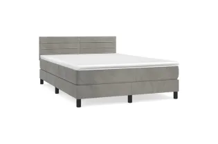 cadre de lit et matelas Gris clair 140x200cm Velours 2