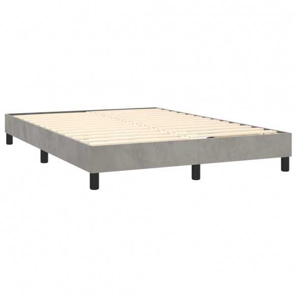 cadre de lit et matelas Gris clair 140x200cm Velours