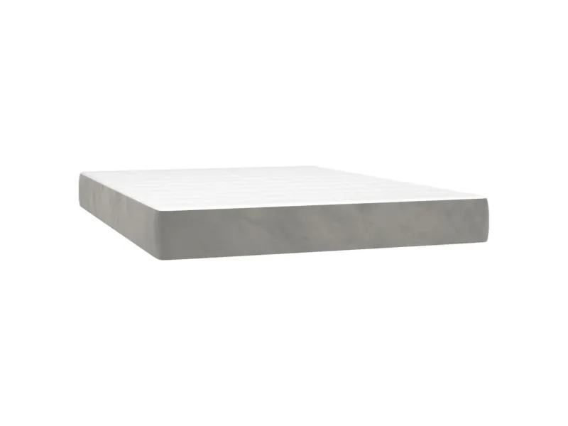 cadre de lit et matelas Gris clair 140x200cm Velours