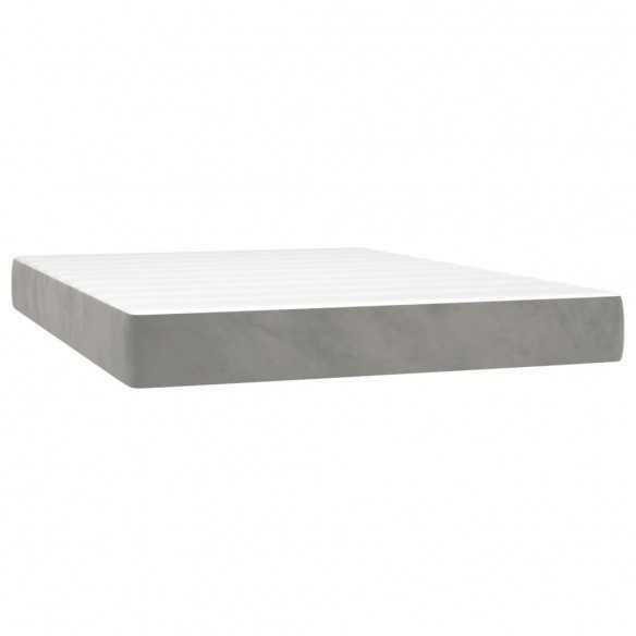 cadre de lit et matelas Gris clair 140x200cm Velours
