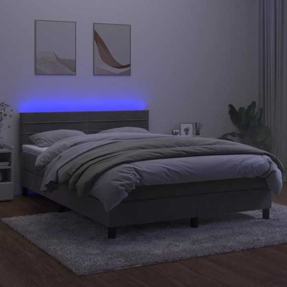 cadre de lit avec matelas LED Gris clair 140x200 cm