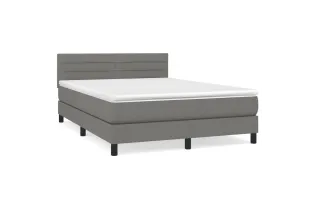 cadre de lit avec matelas Gris foncé 140x200cm Tissu 2