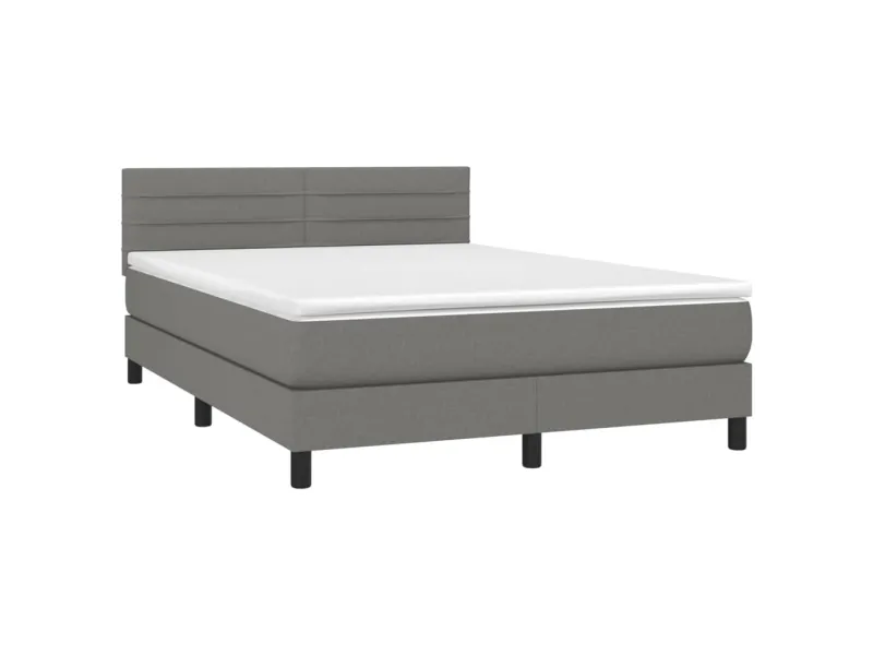 cadre de lit avec matelas Gris foncé 140x200cm Tissu