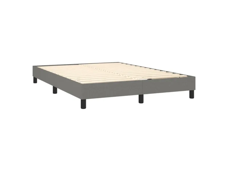 cadre de lit avec matelas Gris foncé 140x200cm Tissu