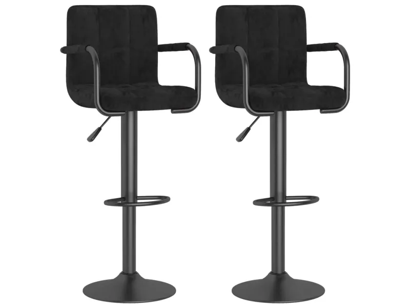 Tabourets de bar lot de 2 noir velours