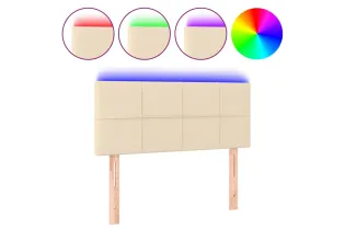 Tête de lit à LED Crème 100x5x78/88 cm Tissu 2