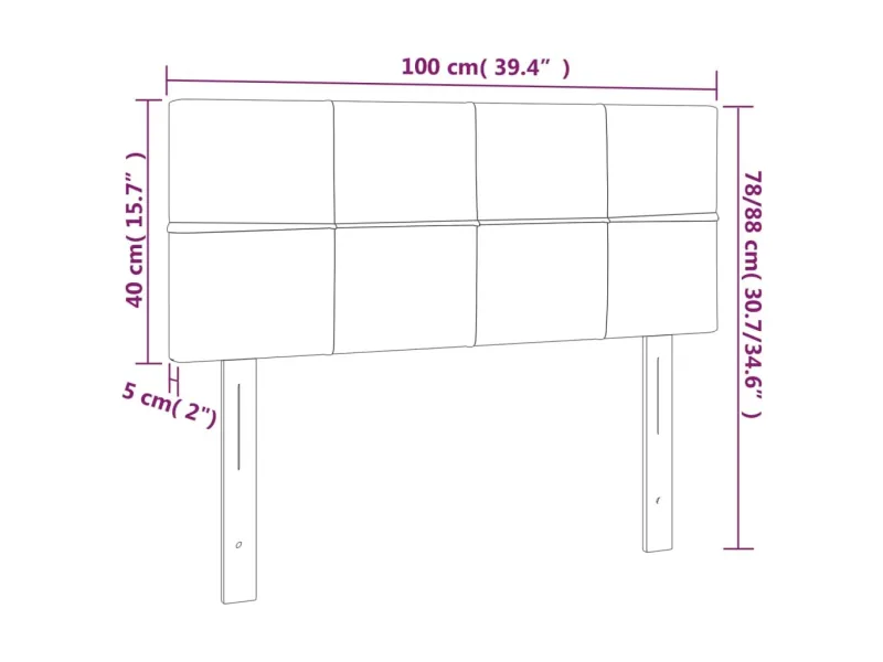 Tête de lit à LED Crème 100x5x78/88 cm Tissu
