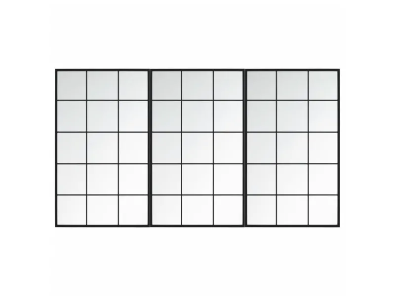 Miroirs muraux 3 pcs noir 100x60 cm métal