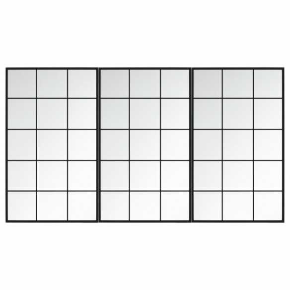 Miroirs muraux 3 pcs noir 100x60 cm métal