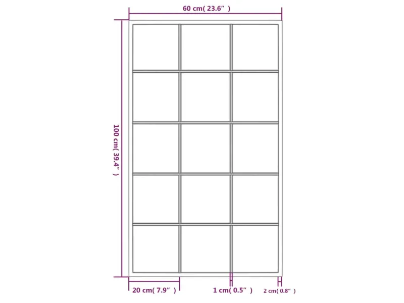 Miroirs muraux 3 pcs noir 100x60 cm métal