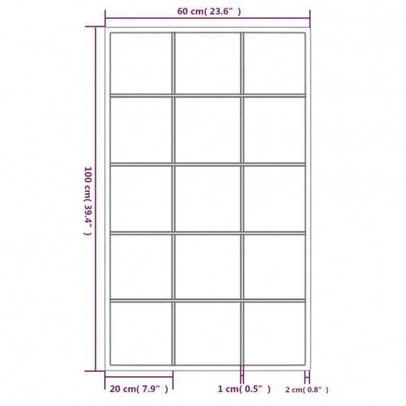 Miroirs muraux 3 pcs noir 100x60 cm métal