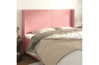 Tête de lit avec oreilles Rose 183x16x118/128 cm Velours