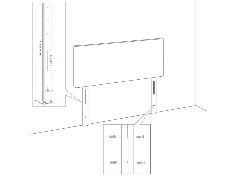 Tête de lit avec oreilles Rose 183x16x118/128 cm Velours