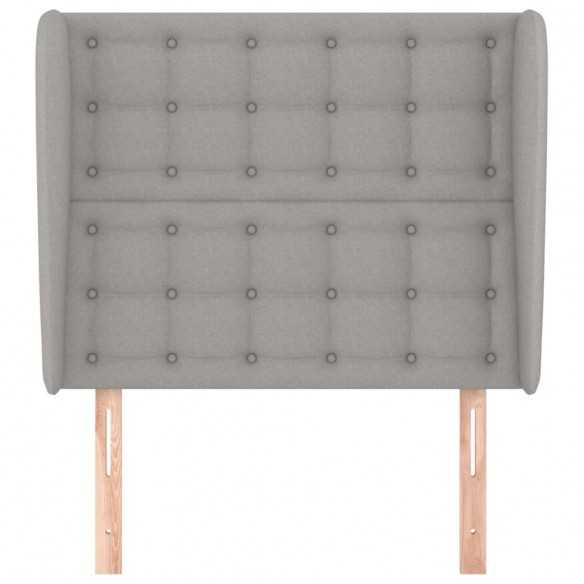 Tête de lit avec oreilles Gris clair 103x23x118/128 cm Tissu