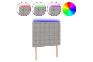 Tête de lit à LED Gris clair 100x5x118/128 cm Tissu 2