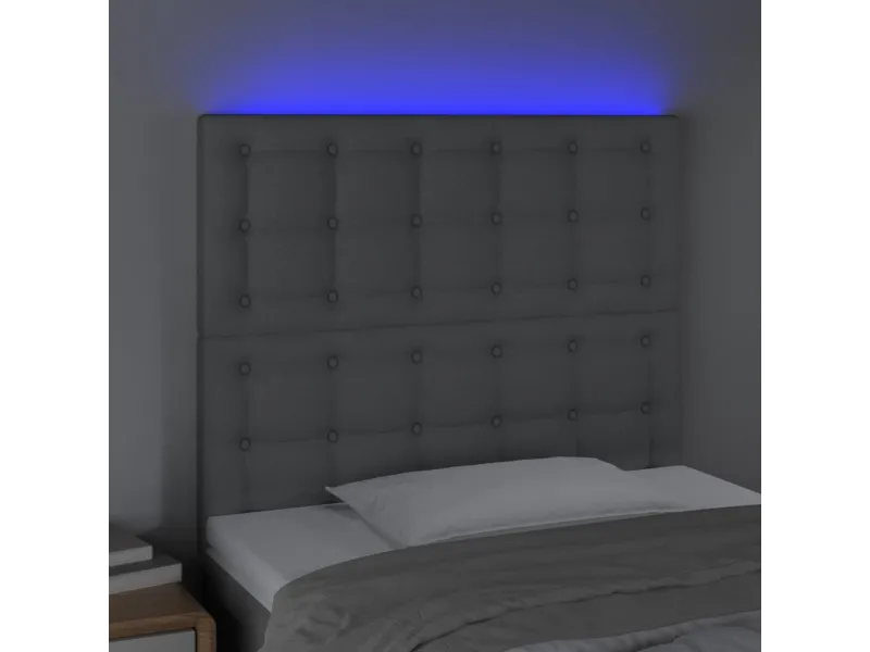 Tête de lit à LED Gris clair 100x5x118/128 cm Tissu