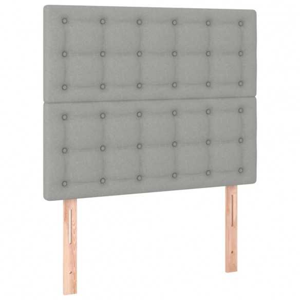 Tête de lit à LED Gris clair 100x5x118/128 cm Tissu