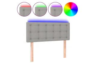 Tête de lit à LED Gris clair 100x5x78/88 cm Tissu 2