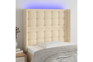 Tête de lit à LED Crème 93x16x118/128 cm Tissu