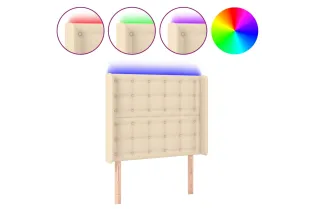 Tête de lit à LED Crème 93x16x118/128 cm Tissu 2