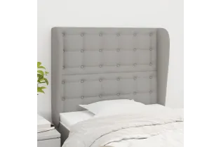 Tête de lit avec oreilles Gris clair 93x23x118/128 cm Tissu