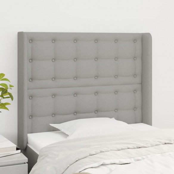 Tête de lit avec oreilles Gris clair 93x16x118/128 cm Tissu