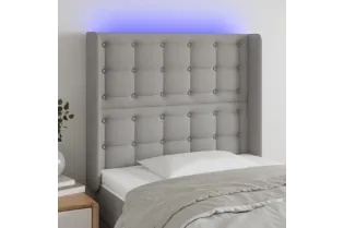 Tête de lit à LED Gris clair 103x16x118/128 cm Tissu