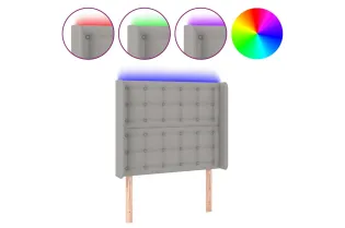 Tête de lit à LED Gris clair 103x16x118/128 cm Tissu 2