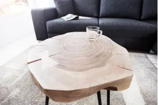 Table d'appoint en bois massif design industriel 2