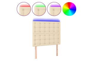 Tête de lit à LED Crème 90x5x118/128 cm Tissu 2