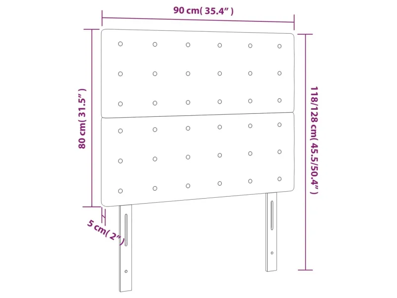 Tête de lit à LED Crème 90x5x118/128 cm Tissu