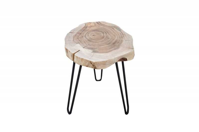 Table d'appoint en bois massif design industriel