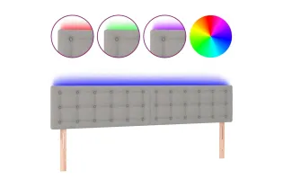 Tête de lit à LED Gris clair 200x5x78/88 cm Tissu 2