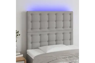 Tête de lit à LED Gris clair 90x5x118/128 cm Tissu