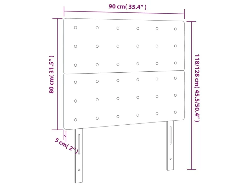 Tête de lit à LED Gris clair 90x5x118/128 cm Tissu