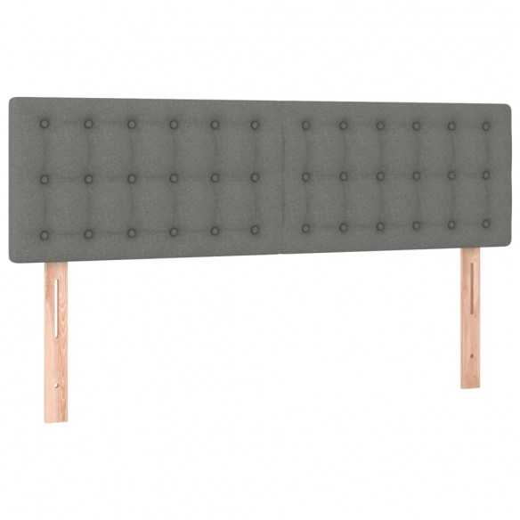 cadre de lit avec matelas Gris foncé 140x200cm Tissu