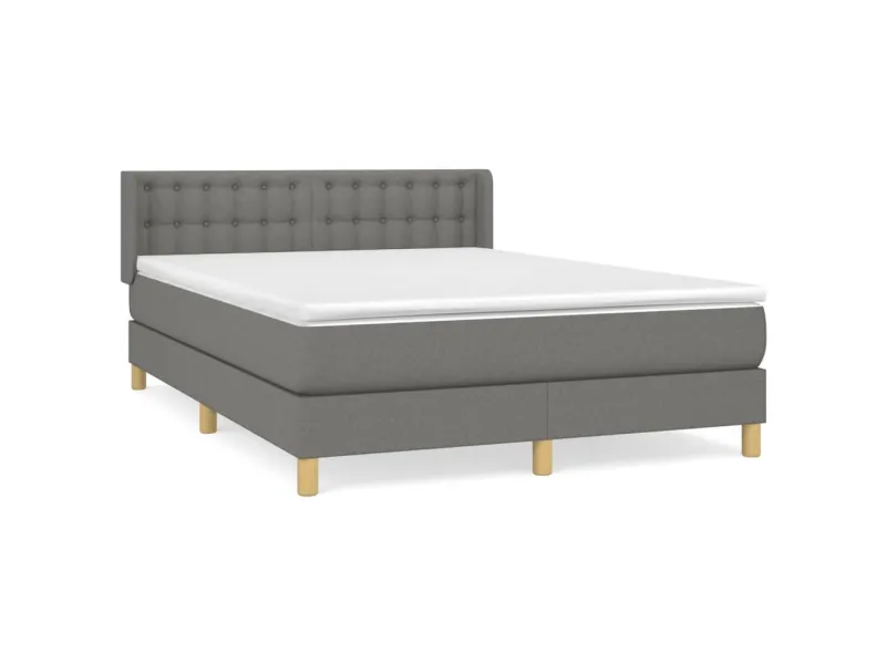 cadre de lit avec matelas Gris foncé 140x200cm Tissu