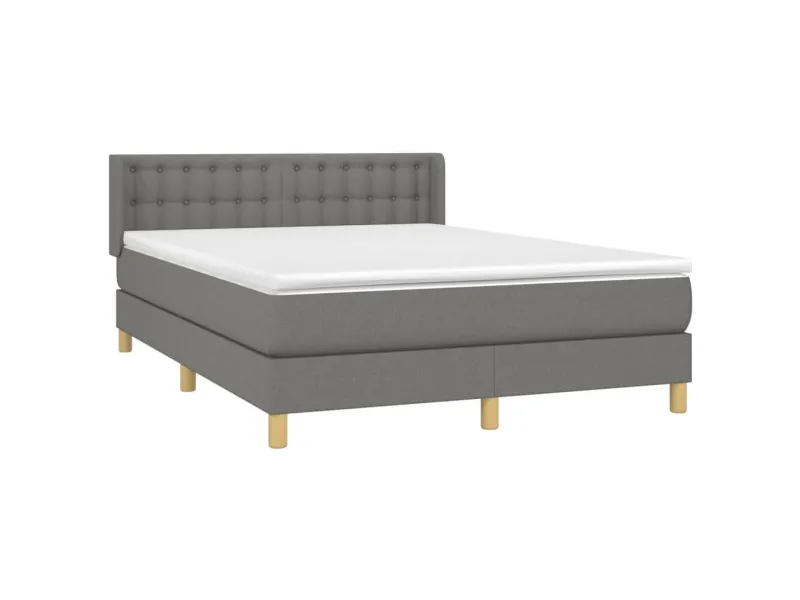 cadre de lit avec matelas Gris foncé 140x200cm Tissu