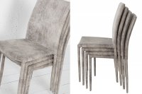 Lot de 4 chaises modernes en polyester coloris gris antique
