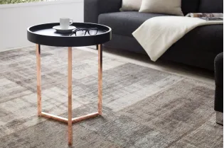 Table d'appoint design en bois noir / métal cuivré 2