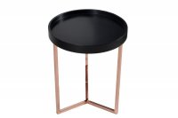 Table d'appoint design en bois noir / métal cuivré