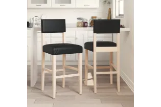 Chaises de bar lot de 2 bois massif d'hévéa et similicuir