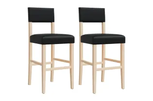 Chaises de bar lot de 2 bois massif d'hévéa et similicuir 2