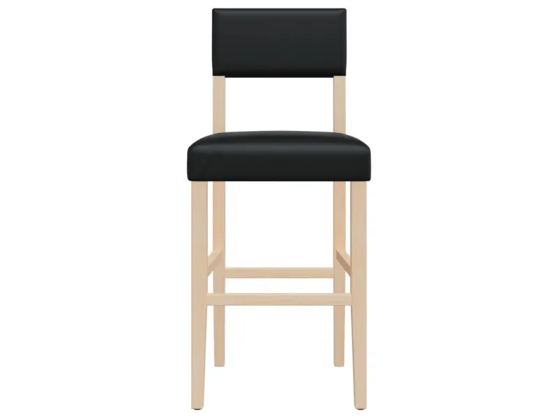 Chaises de bar lot de 2 bois massif d'hévéa et similicuir