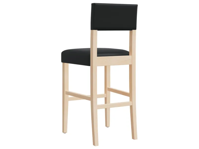 Chaises de bar lot de 2 bois massif d'hévéa et similicuir