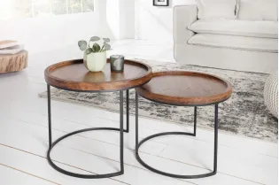 Tables d'appoint GIGOGNE en bois massif et métal