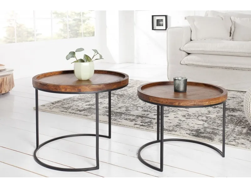 Tables d'appoint GIGOGNE en bois massif et métal