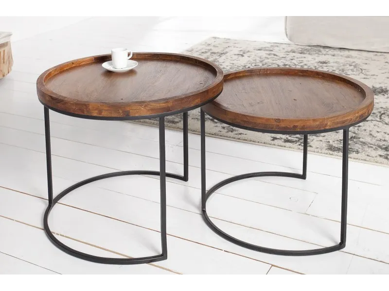 Tables d'appoint GIGOGNE en bois massif et métal