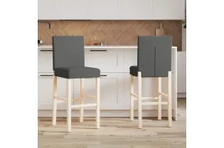 Chaises de bar lot de 2 bois massif d'hévéa et tissu